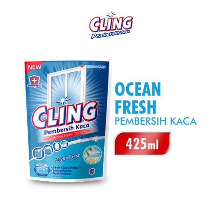 Cling Pembersih Kaca Ocean Fresh Pouch 425 ml - Wings