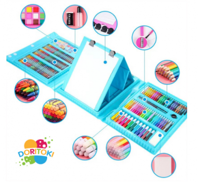 Crayon Anak Pengasah Set Alat Menggambar Melukis Anak-anak Crayon Cat Air Pensil 208 pcs