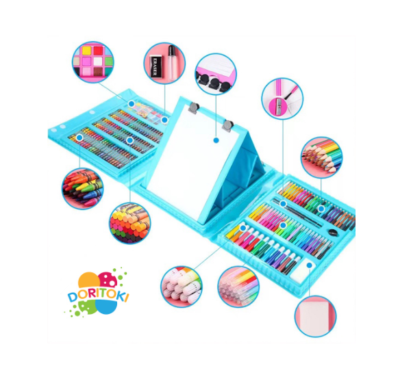 Crayon Anak Pengasah Set Alat Menggambar Melukis Anak-anak Crayon Cat Air Pensil 208 pcs