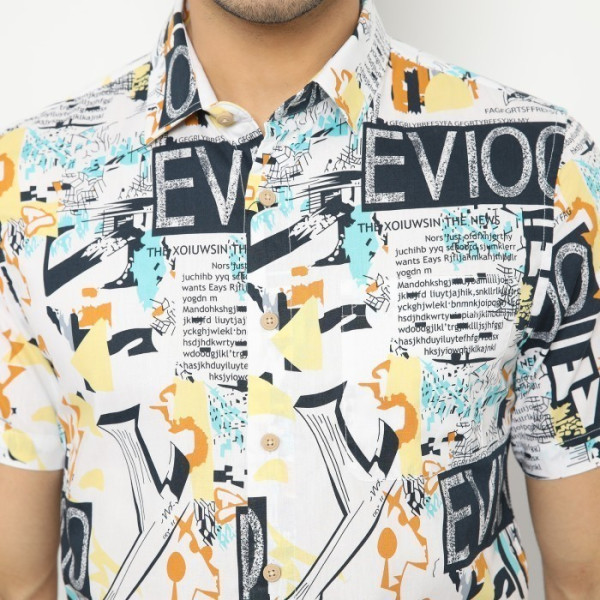 RICARDO kemeja pria printing lengan pendek 2 varian warna