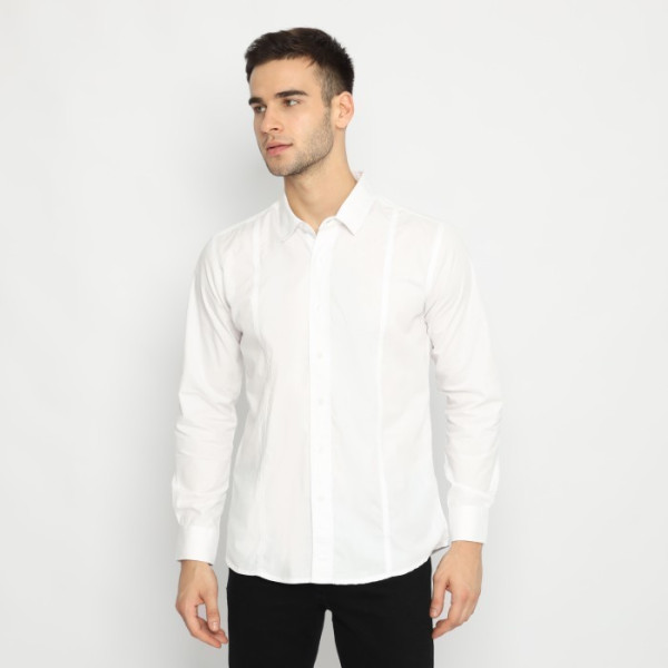 RICARDO Kemeja Pria Putih Polos Tanpa Saku