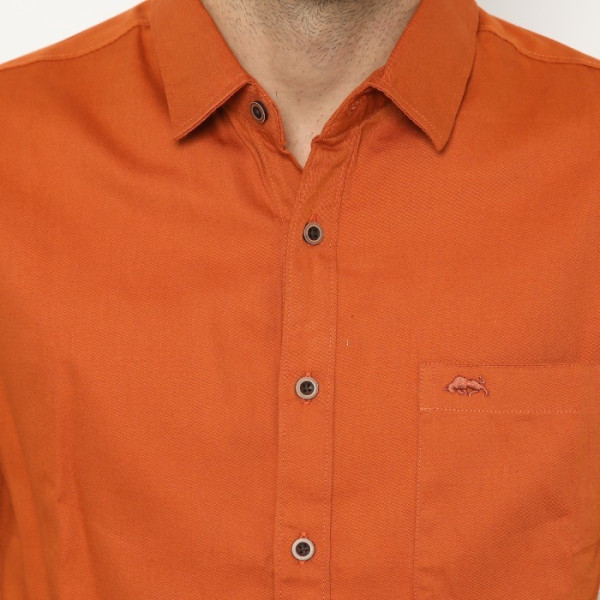 RICARDO Kemeja Pria Lengan Panjang Orange Polos