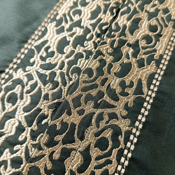 RICARDO Baju Koko Pria Hijau Bordir Emas Lengan Pendek