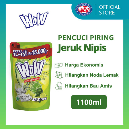 WOW Dishwash Lime 1100ml - Pencuci Piring Jeruk Nipis