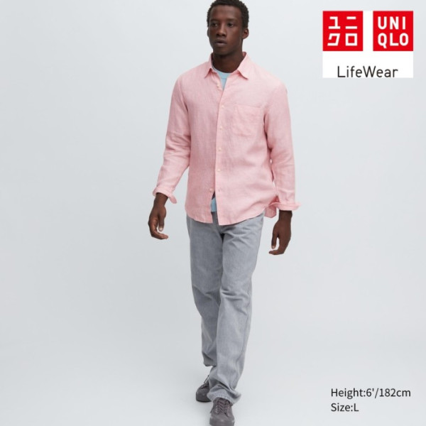 Uniqlo Kemeja Premium Linen Lengan Panjang 06 - 24 ORANGE