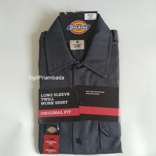 Dickies 574 Long Sleeve Work Shirt Original - Hitam