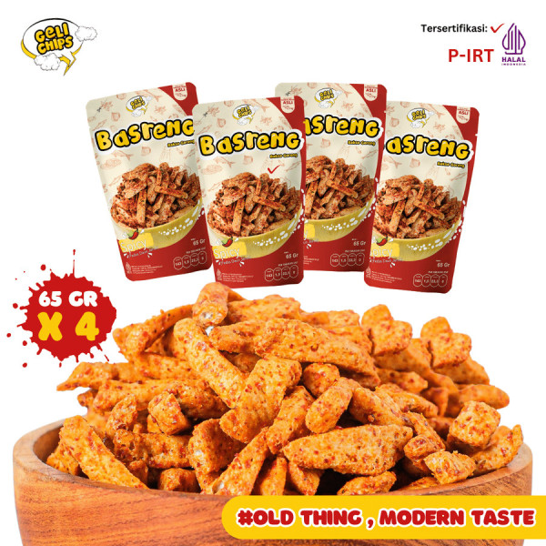 Gelichips Basreng Camilan Pedas daun Jeruk Combo 4Pcs