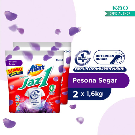 Attack Jaz1 Pesona Segar 1.6kg Twinpack - Deterjen Bubuk Sabun Baju
