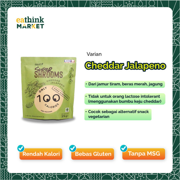 Camilan Rendah Kalori Ppuff SuperShrooms - SuperShrooms 25 / 50 gr - Cheddar