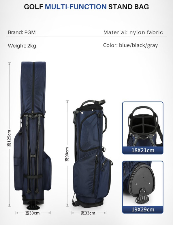 Tas Golf Stand Bag Waterproof golf Bag Club Original PGM - Hitam