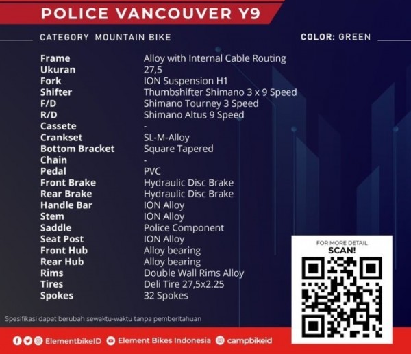 Police MTB Vancouver Y9 27 Speed 27,5 inch - Grey