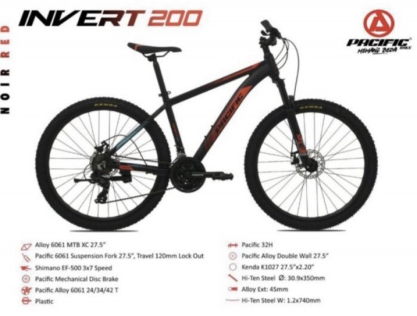 Mtb Pacific Invert 200 Alloy 21 Speed Disc 27.5 inch