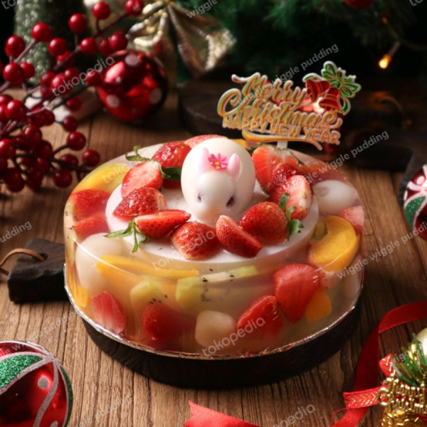 Pudding lychee fruit hampers natal puding leci topping buah dessert - tanpa topper