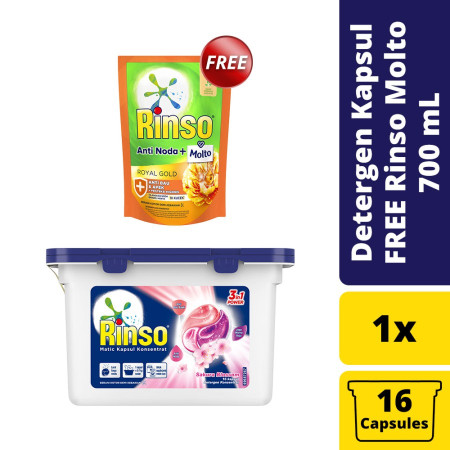 [Buy 1 Get Rinso Molto 700ml]Rinso Deterjen Kapsul Sakura Blossom 168g