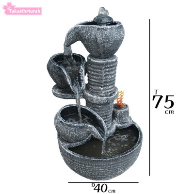 Air Mancur Minimalis 3 kendi Kolam Tanpa Pilar