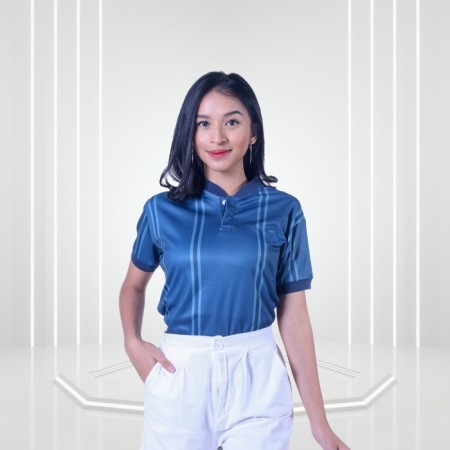 Women Premium Stripe Polo Shirt Wormhole