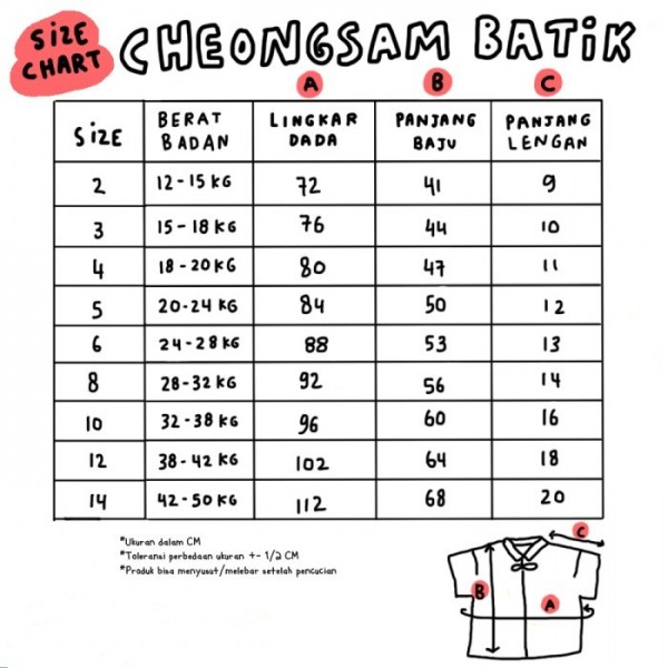 HEYTIMMY - Kemeja Cheongsam Batik Anak Laki Laki - Warna Biru Var 2 - CB 05, 2-3 tahun