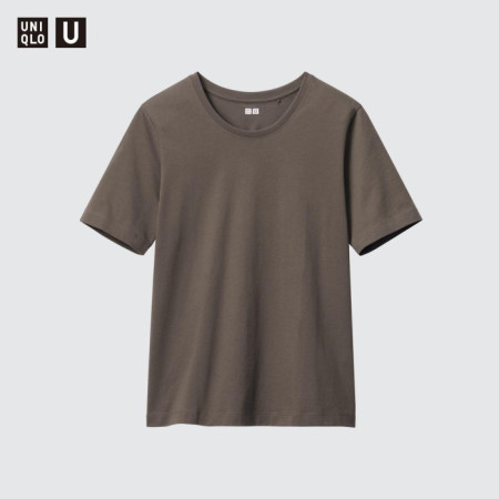 Uniqlo T-Shirt SUPIMA Katun Kerah Bulat Lengan Pendek 07 - 38 DARK BROWN