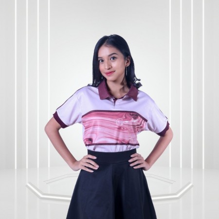 Women Fluid Polo Shirt Wormhole - Rosewood