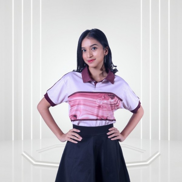 Women Fluid Polo Shirt Wormhole - Rosewood