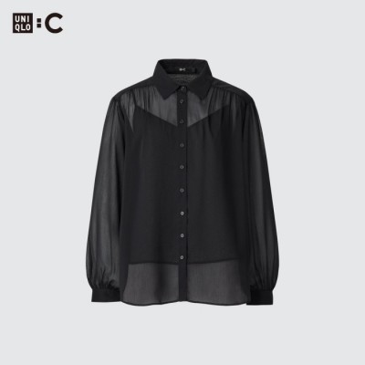 Uniqlo Blus Volume Tipis Lengan Panjang
