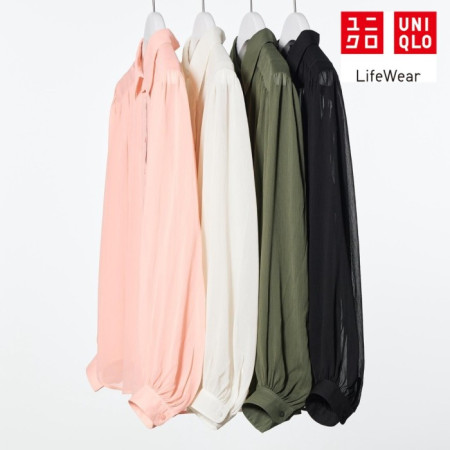 Uniqlo Blus Volume Tipis Lengan Panjang