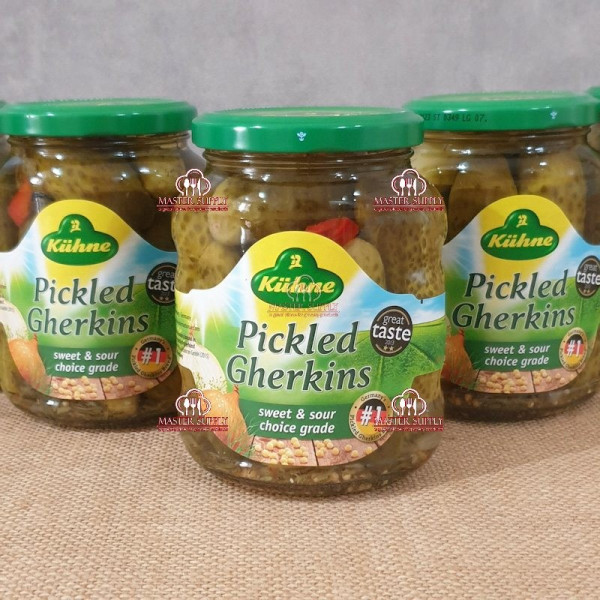 KUHNE PICKLED GHERKINS 330 GR / KETIMUN ACAR ASAM MANIS / TIMUN ACAR