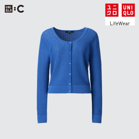 Uniqlo Kardigan Pendek Renda Kerah Bulat Lengan Panjang