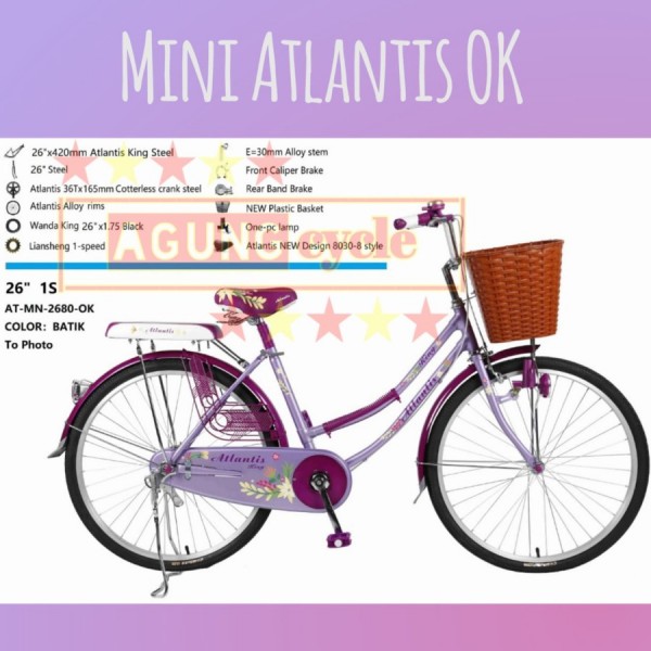 GRAB SEPEDA MINI DEWASA ATLANTIS OK METY 20 24 26 KERANJANG CITYBIKE - 20, Mety Merah