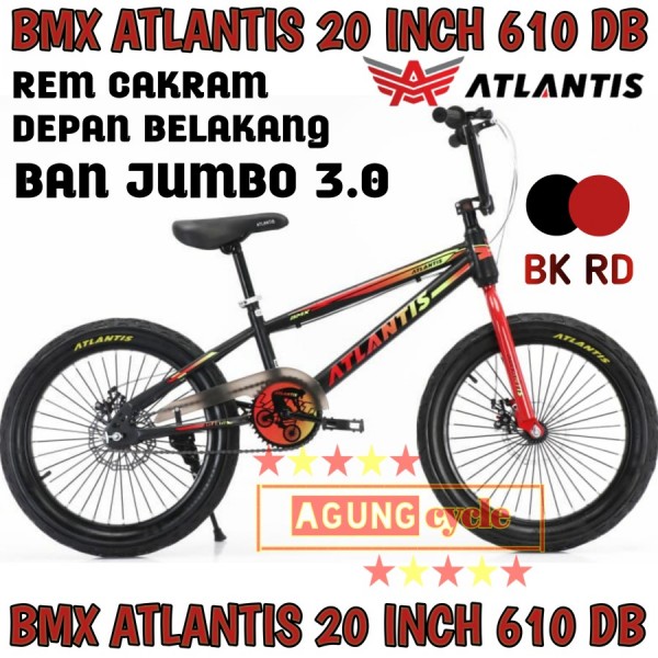 SEPEDA BMX ATLANTIS 20 INCH 610 CAKRAM BAN JUMBO BESAR 3.0 ANAK LAKI - Black Red