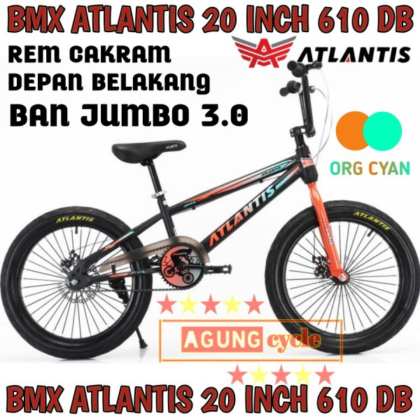 SEPEDA BMX ATLANTIS 20 INCH 610 CAKRAM BAN JUMBO BESAR 3.0 ANAK LAKI - Black Red