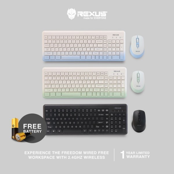 Rexus Keyboard Mouse Wireless RX-KM10 Combo Classic Design rexus - Stone Black
