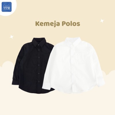 Kemeja Anak Katun Formal Littletoox (Putih/Hitam) - 9-12 Month