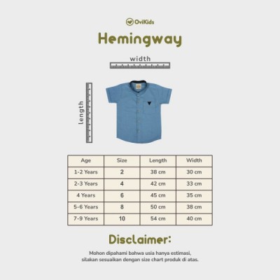 OVIKIDS Hemingway - Kemeja Anak Basic Kemeja Anak Laki-Laki 1-9 Tahun - Maroon, 2