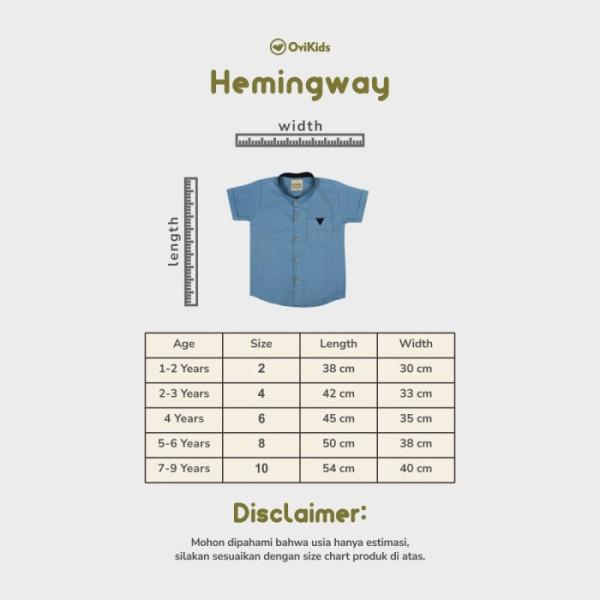 OVIKIDS Hemingway - Kemeja Anak Basic Kemeja Anak Laki-Laki 1-9 Tahun - Maroon, 2