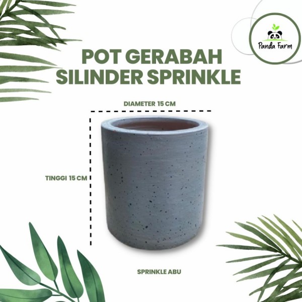 Pot Gerabah Tanah Liat Silinder Sprinkle Diameter 15 cm T 15 cm - sprinkle putih