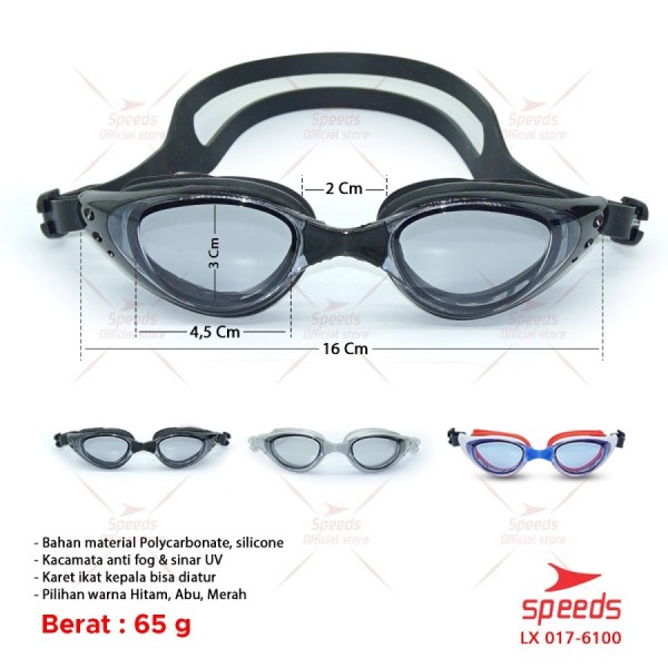 SPEEDS Kacamata Renang Swimming Glasses Anti Fog UV Protection 6100 - Biru Merah
