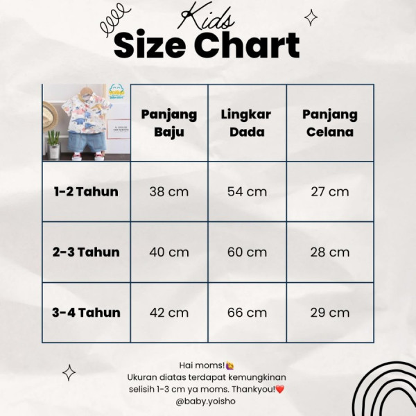 Setelan Kemeja Dino Celana Pendek Anak Bayi Laki Laki Usia 1-4 Tahun - 1-2 Tahun