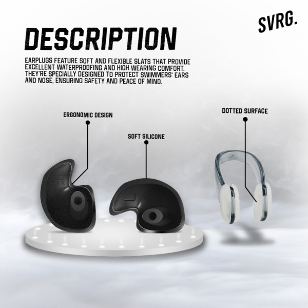 SVRG. Nose Clip & Ear Plug Renang - Penutup Hidung dan Telinga - Swim - Black