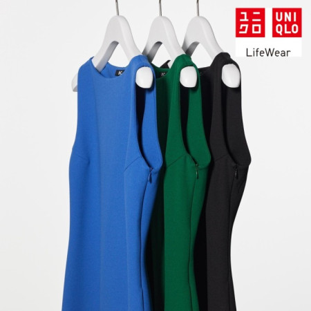 Uniqlo Gaun Kain Krep Jersey Tanpa Lengan - 55 GREEN