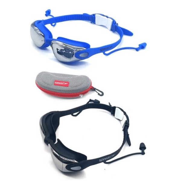 KACAMATA RENANG SPEEDO ANTIFOG DAN UV 866 - S866 KACA MIRROR KILAP - Merah