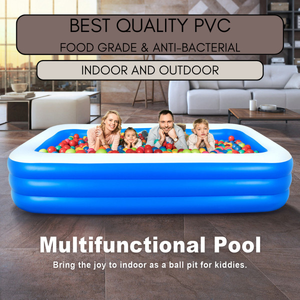 KOLAM RENANG KARET ANAK/DEWASA JUMBO KOLAM POMPA TIUP INFLATABLE POOL - 150x100x50cm