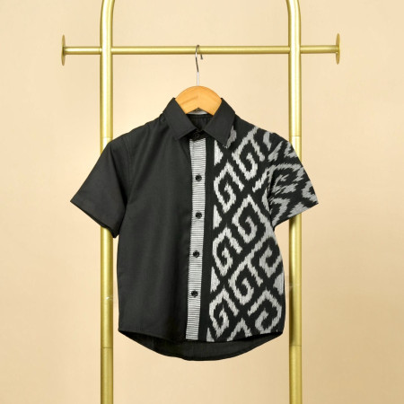 Kemeja Anak Tenun Garis K0498 Hitam - No.64