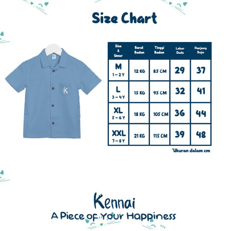 Kennai Tom Shirt Kemeja Anak Hawwai Pendek Anak Laki-laki 1-8 Tahun Or - White, M