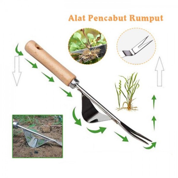Alat Pencabut Rumput Liar 31cm Stainless Weed Extractor Manual