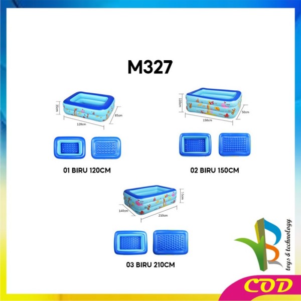 RB-M327 Mainan Anak Kolam Renang Karet Ocean Dasar Gelembung / Kolam - Biru, 120CM
