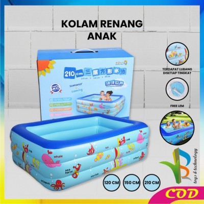RB-M327 Mainan Anak Kolam Renang Karet Ocean Dasar Gelembung / Kolam - Biru, 120CM