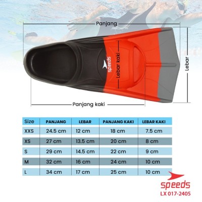 SPEEDS Diving Fins Kaki Katak Renang Snorkeling Kaki Selam 017-616 - 2405HTM, XXS