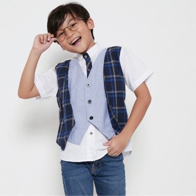 M231 Kemeja Anak Laki Laki Rompi Pendek Navy 0241A - 06