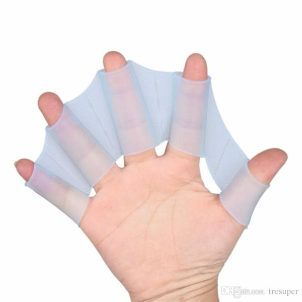 Silicone Jari Alat Bantu Belajar Renang Snorkling Tangan Katak Karet - M